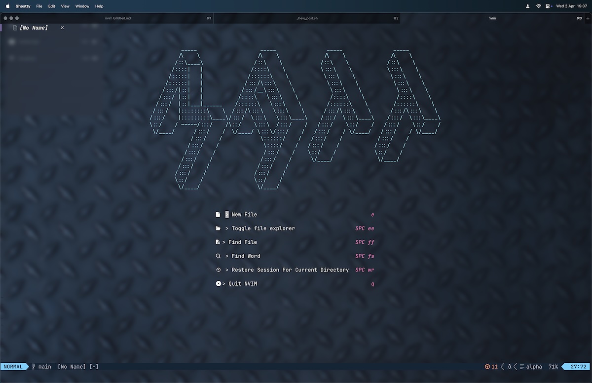 Matt’s amazing Neovim homescreen