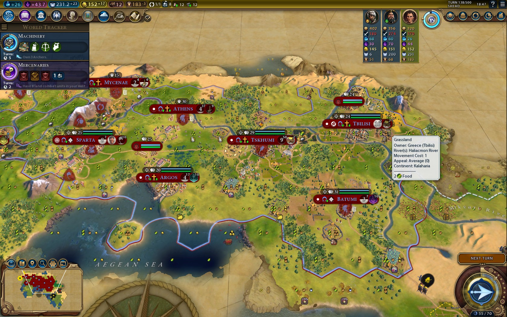 A screenshot of a CIV VI game where I played as Gorgo